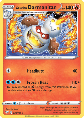 Galarian Darmanitan Darkness Ablaze Pokemon Card