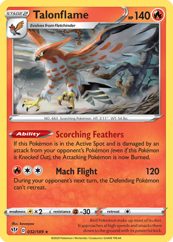 Talonflame Darkness Ablaze Pokemon Card