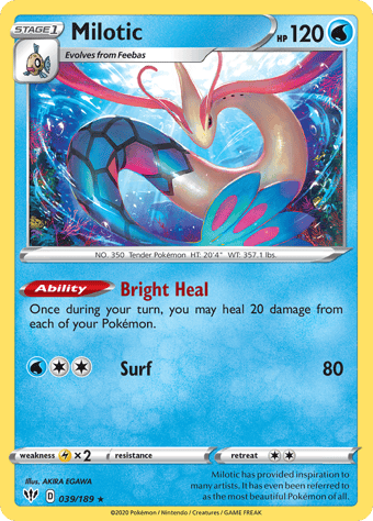 Milotic Darkness Ablaze Pokemon Card