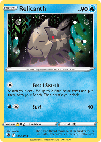 Relicanth Darkness Ablaze Pokemon Card