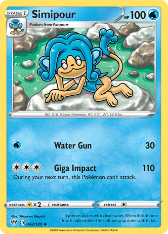 Simipour Darkness Ablaze Pokemon Card