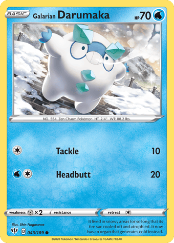 Galarian Darumaka Darkness Ablaze Pokemon Card
