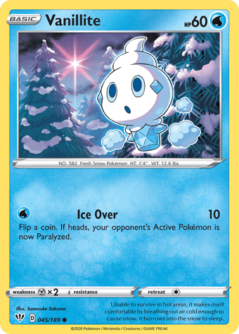 Vanillite Darkness Ablaze Pokemon Card