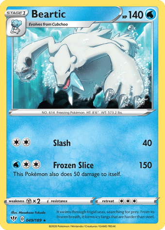 Beartic Darkness Ablaze Pokemon Card