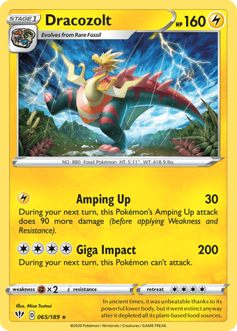 Dracozolt Darkness Ablaze Pokemon Card