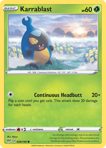 Karrablast Darkness Ablaze Pokemon Card