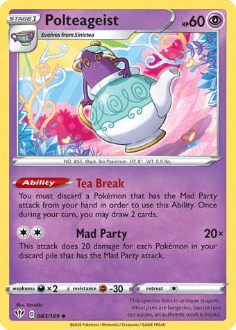Polteageist Darkness Ablaze Pokemon Card