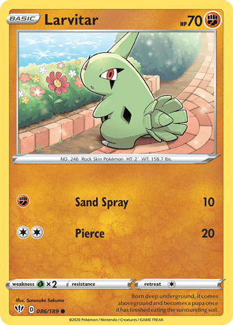 Larvitar Darkness Ablaze Pokemon Card
