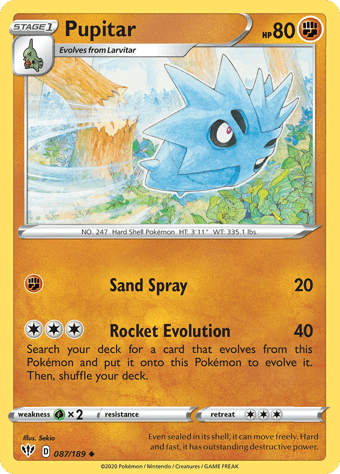 Pupitar Darkness Ablaze Pokemon Card
