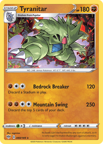 Tyranitar Darkness Ablaze Pokemon Card