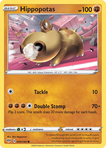 Hippopotas Darkness Ablaze Pokemon Card