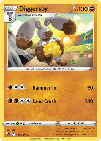 Diggersby Darkness Ablaze Pokemon Card