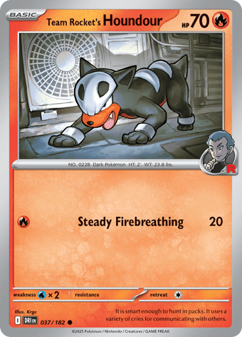 Team Rocket's Houndour Destined Rivals Pokemon Card