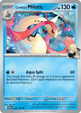 Cynthia's Milotic Destined Rivals Pokemon Card