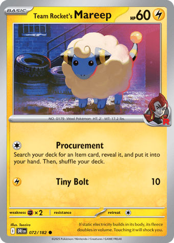 Team Rocket's Mareep Destined Rivals Pokemon Card