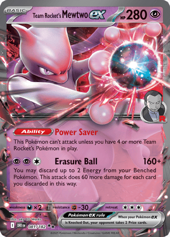 Team Rocket's Mewtwo EX Destined Rivals Pokemon Card