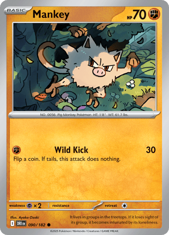 Mankey Destined Rivals Pokemon Card