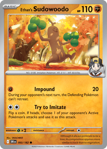 Ethan's Sudowoodo Destined Rivals Pokemon Card