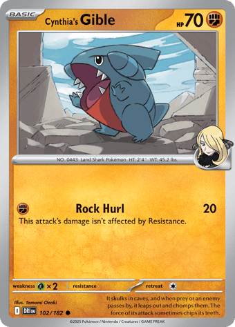 Cynthia's Gible Destined Rivals Pokemon Card