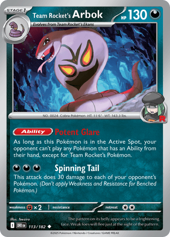 Team Rocket's Arbok Destined Rivals Pokemon Card