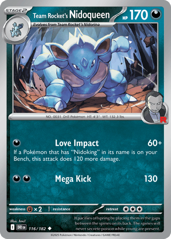 Team Rocket's Nidoqueen Destined Rivals Pokemon Card