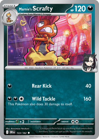 Marnie's Scrafty Destined Rivals Pokemon Card