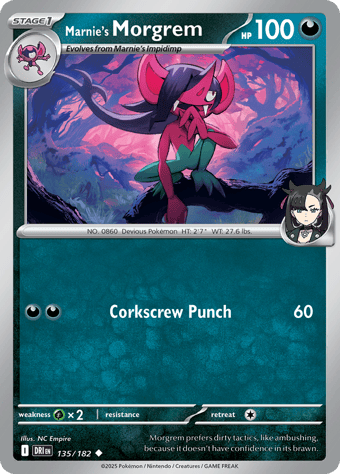 Marnie's Morgrem Destined Rivals Pokemon Card