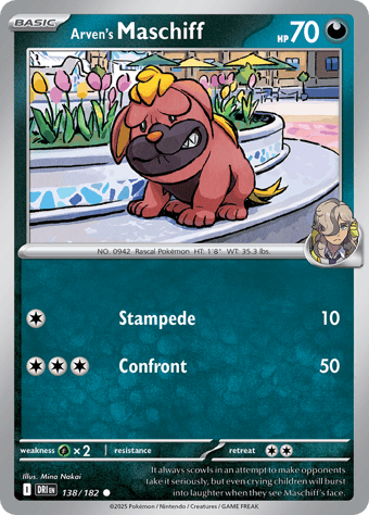 Arven's Maschiff Destined Rivals Pokemon Card