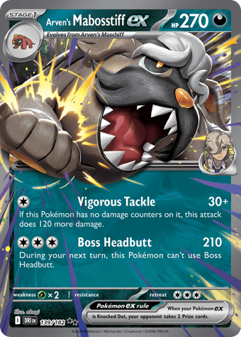 Arven's Mabosstiff EX Destined Rivals Pokemon Card