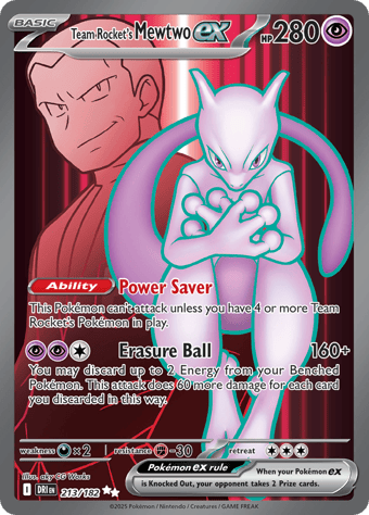 Team Rocket's Mewtwo EX Destined Rivals Pokemon Card