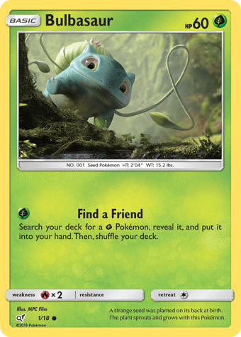 Bulbasaur Detective Pikachu Pokemon Card