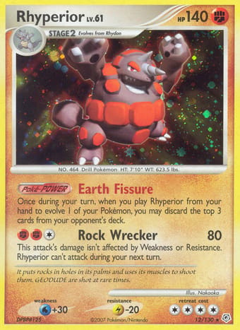 Rhyperior Diamond & Pearl Pokemon Card