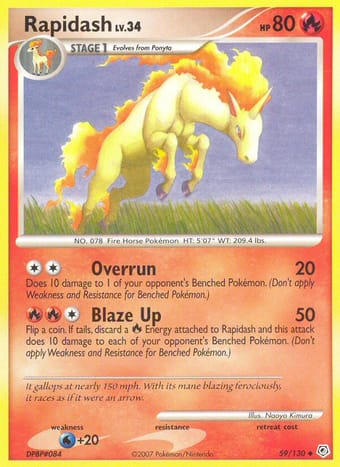 Rapidash Diamond & Pearl Pokemon Card