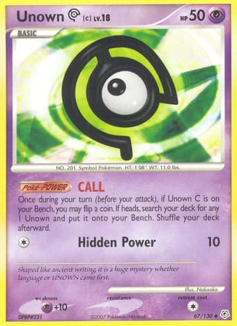 Unown C Diamond & Pearl Pokemon Card