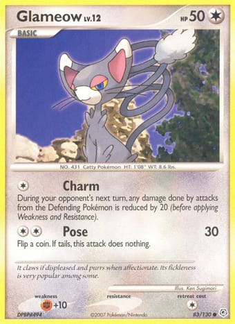 Glameow Diamond & Pearl Pokemon Card