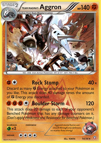 Team Magma's Aggron Double Crisis Pokemon Card