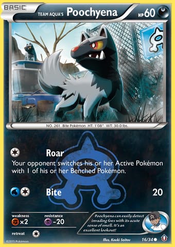 Team Aqua's Poochyena Double Crisis Pokemon Card