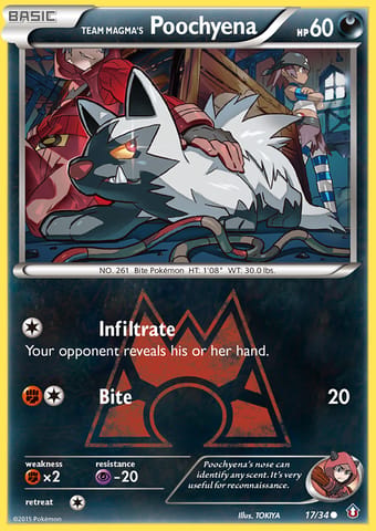 Team Magma's Poochyena Double Crisis Pokemon Card