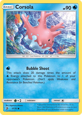 Corsola Dragon Majesty Pokemon Card