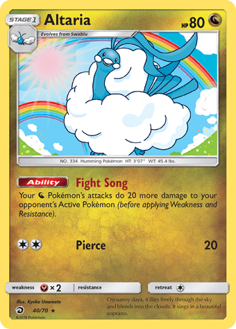 Altaria Dragon Majesty Pokemon Card