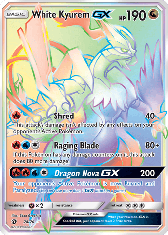 White Kyurem-GX Dragon Majesty Pokemon Card