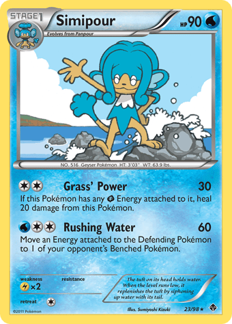 Simipour Emerging Powers Pokemon Card