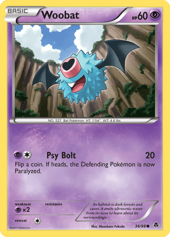 Woobat Emerging Powers Pokemon Card
