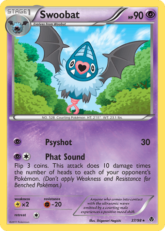 Swoobat Emerging Powers Pokemon Card