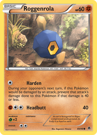 Roggenrola Emerging Powers Pokemon Card