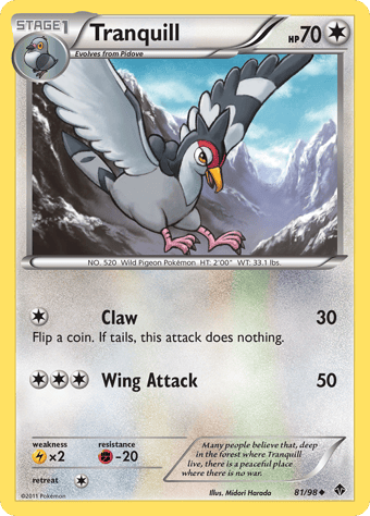 Tranquill Emerging Powers Pokemon Card