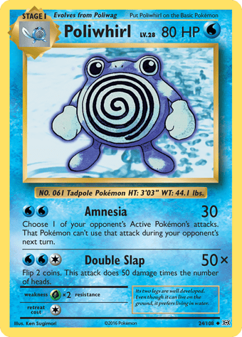 Poliwhirl Evolutions Pokemon Card