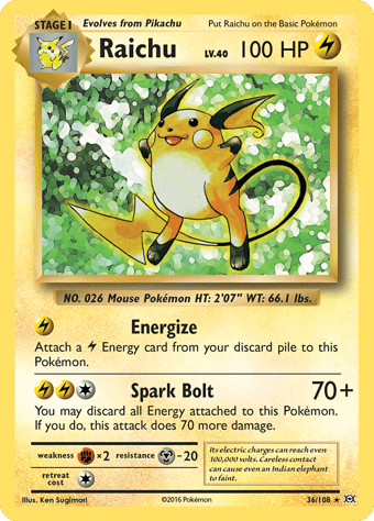 Raichu Evolutions Pokemon Card