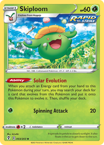 Skiploom Evolving Skies Pokemon Card