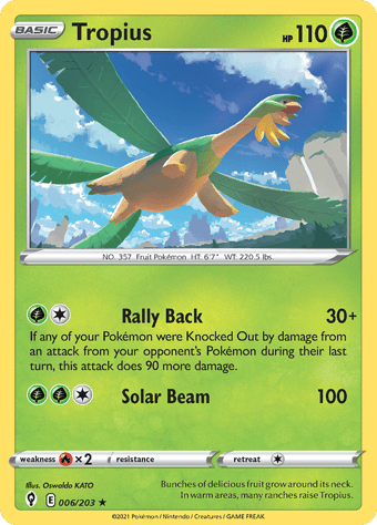 Tropius Evolving Skies Pokemon Card